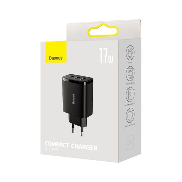 Сетевое зарядное устройство BASEUS COMPACT CHARGER 3U 17W CCXJ020101 фото