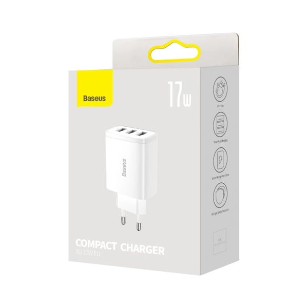 Сетевое зарядное устройство BASEUS COMPACT CHARGER 3U 17W CCXJ020102 фото